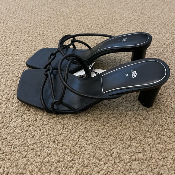 Zara rolled strap heeled sandals